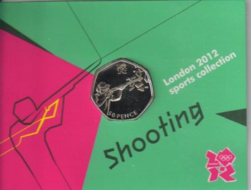 United Kingdom 50 pence 2011 Olympics 2012 - Shooting UNC blister (KM # 1179)