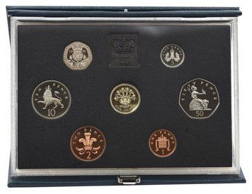 Набір монет Великобританія набір з 7 монет 1991 Proof 1, 2, 5, 10, 20, 50 пенсів, 1 фунт у сувенірному пакуванні М23764 фото