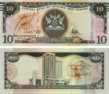 Банкнота Тринідад і Тобаго 10 доларів 2006 (2017) UNC Птах (P48b) Б15634 фото