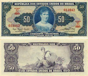 Банкнота Бразилія 50 крузейро 1961 AU-UNC (P169) Б24110 фото