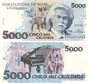 Brazil 5000 Cruzeiro 1992 UNC (P232)