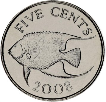 Bermuda 5 cents 2008 UNC Fish