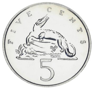 Jamaica 5 cents 1976 UNC Crocodile