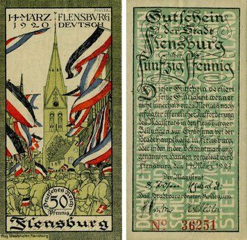Banknote Germany Notgeld 50 pfennigs 1920 F-VF Flensburg