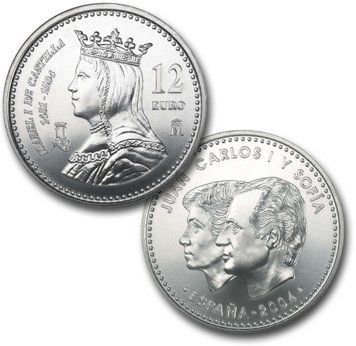 Іспанія 12 ЄВРО 2004 &laquo;Ізабелла Кастильська&raquo; Срібло UNC (KM#1095) М04871 фото