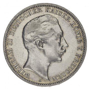 Монета Німеччина 3 марки 1909 Срібло F-VF Німецький імператор Вільгельм II М14719 фото