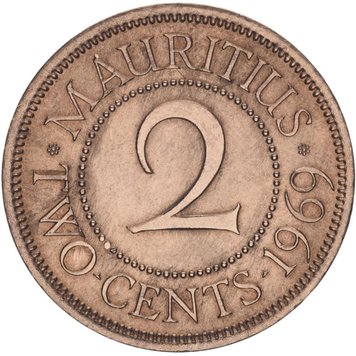 Mauritius 2 cents 1969 XF (KM # 32)