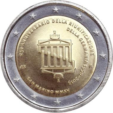 San Marino 2 Euro 2015 "Reunification of Germany" UNC