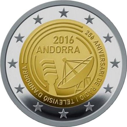 Андорра 2 євро 2016 «Мовлення в Андоррі» UNC М06336 фото