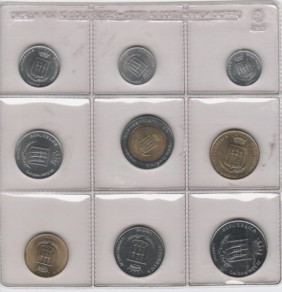 Сан-Марино набор из 9 монет 1983 UNC с серебряной монетой М04380 фото