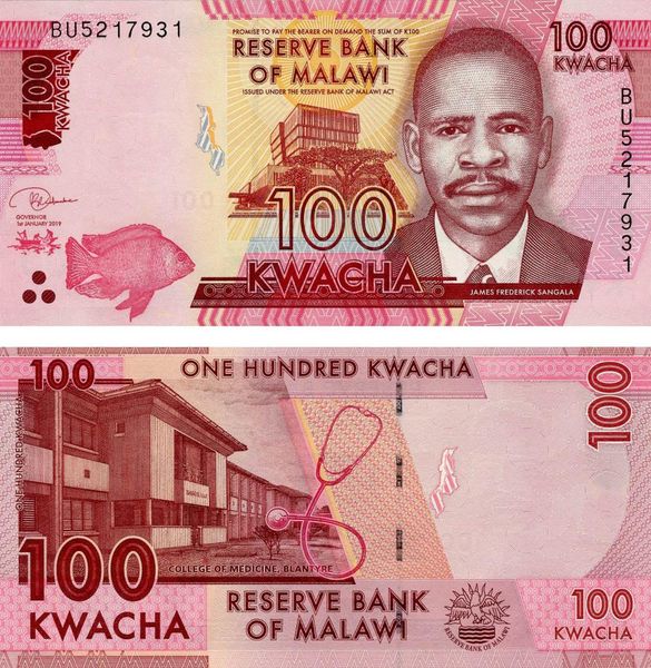 Malawi 100 Kwacha 2019 UNC Fish (P65d)