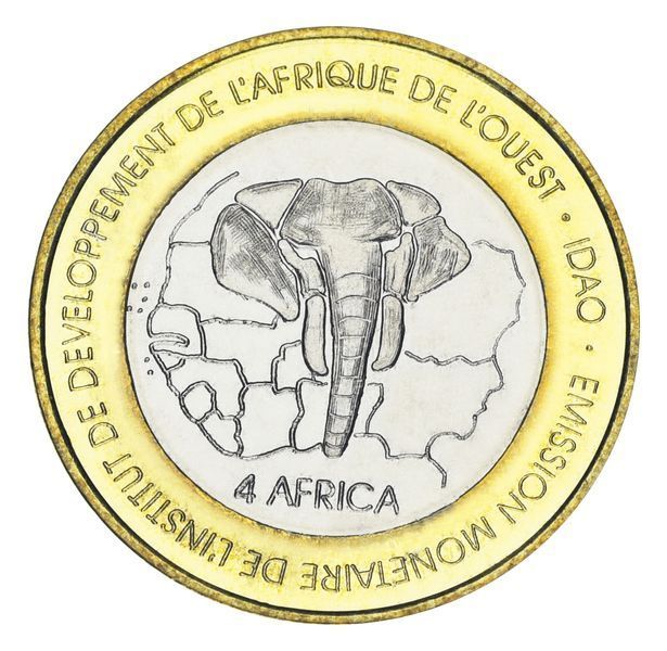Coin Benin 6000 francs 2005 Bimetal UNC John Paul II in Africa