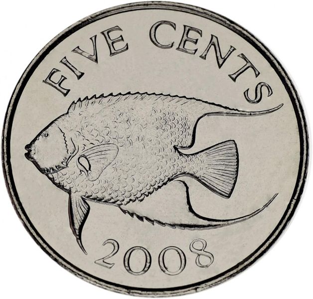 Bermuda 5 cents 2008 UNC Fish