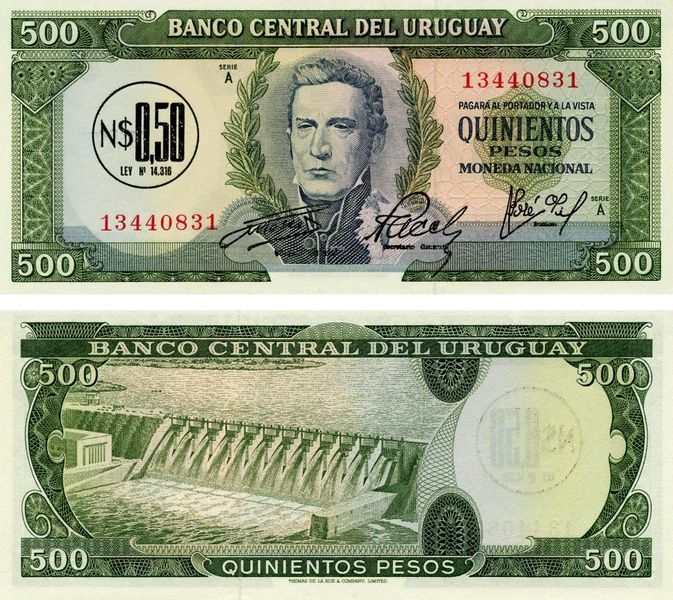 Uruguay 500 pesos 1975 UNC (P54)