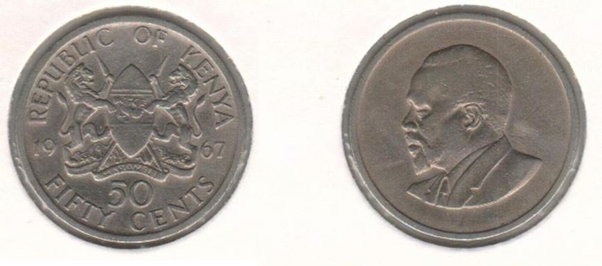 Kenya 50 cents 1967 VF (KM # 4)