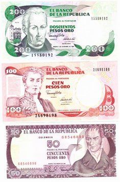 Колумбия набор из 6 банкнот 1973-1992 UNC Б03914 фото