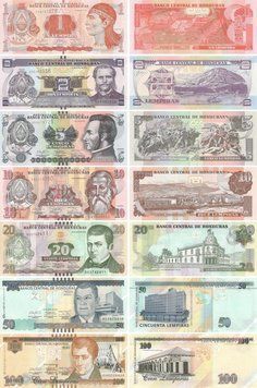 Honduras set of 7 banknotes 2014 UNC 1, 2, 5, 10, 20, 50, 100 lempir