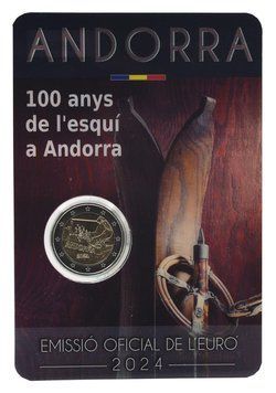 Coin Andorra 2 euro 2024 Bimetal UNC 100 years of skiing in Andorra