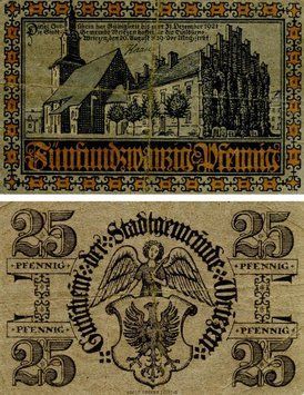Banknote Germany Notgeld 25 pfennig 1919 F-VF Leipzig