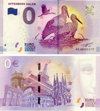 Банкнота Німеччина 0 ЄВРО 2017 &laquo;Зоологічний сад у Залемі. Птахи - Лелеки&raquo; UNC Б17613 фото