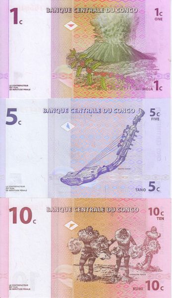 Конго набір з 12 банкнот 1997-2010 UNC Б04830 фото