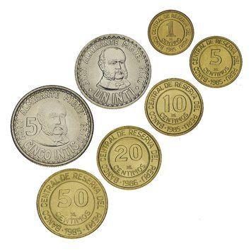 Набір монет Перу набір з 7 монет 1985-1988 VF-AU 1, 5, 10, 20, 50 сентім, 1, 5 інтіс М15145 фото
