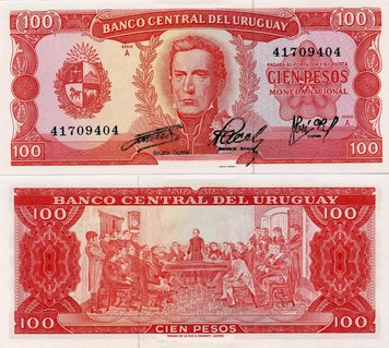 Uruguay 100 pesos 1967 UNC (P47)