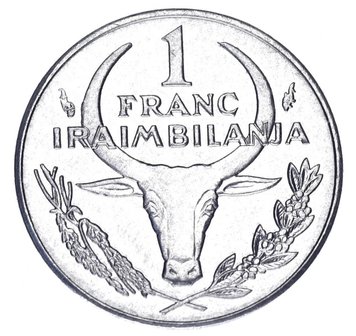 Madagascar 1 franc 1993 AU-UNC