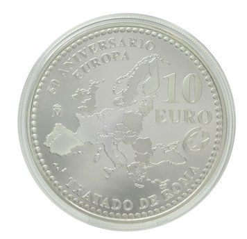 Монета Іспанія 10 євро 2007 срібло UNC 50 років підписанню Римського договору (Ag 925, 27 грам) М23754 фото