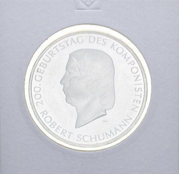 Монета Німеччина 10 євро 2010 року &laquo;Роберт Шуман&raquo; Срібло UNC М10918 фото