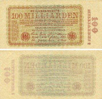 Banknote Germany 100000000000 Marks 1923 VF-AU 100 Billion (P133(1))