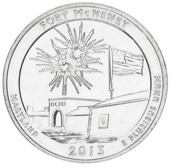 Монета США 25 центів (квотер) 2013 S &laquo;Національні парки - Форт Мак Генрі (19-й парк)&raquo; UNC (KM#545) М01831 фото