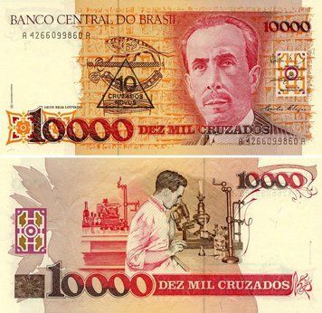 Банкнота Бразилия 10000 крузадо 1989 UNC 10 крузадо (P218b) Б24228 фото