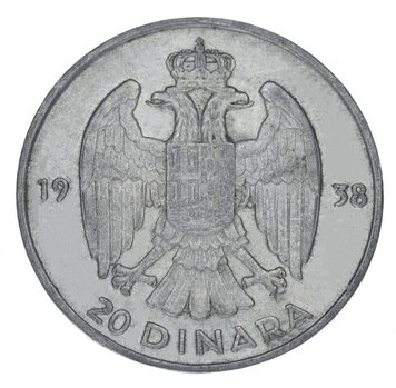 Югославія 20 динарів 1938 Срібло F-VF М16806 фото