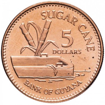 Guyana 5 dollars 2005 UNC (KM # 51)