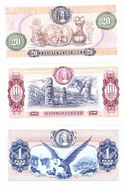 Колумбия набор из 6 банкнот 1973-1992 UNC Б03914 фото