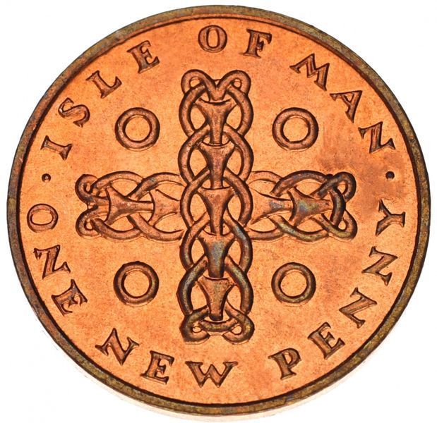 Coin Isle of Man 1 penny 1971 VF-AU (KM # 20)