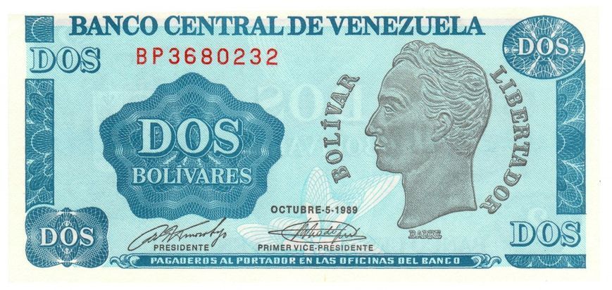 Венесуела 2 болівара 1989 UNC (P69) Б03443 фото