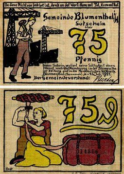 Banknote Germany Notgeld 75 pfennig 1921 F-VF Hannover