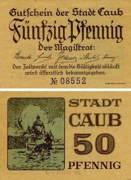 Banknote Germany Notgeld 50 pfennig F-VF Kaub