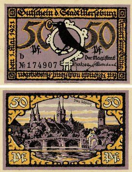 Banknote Germany Notgeld 50 pfennig 1921 F-VF Merseburg Variety 3