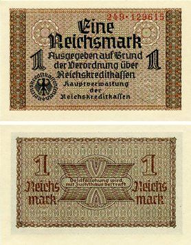 Banknote Germany 1 Mark 1940&ndash;1945 AU-UNC (P.R136a)