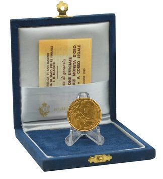 Сан-Марино 5 скудо 1980 Золото AU-UNC Правосуддя (15 грам, 917 проба) М19736 фото