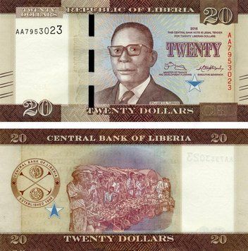 Liberia 20 Dollars 2016 UNC (P33)
