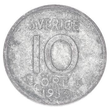 Монета Швеція 10 ери 1953 Срібло F-VF М17809 фото