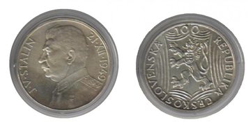 Czechoslovakia 100 CZK 1949 Silver F-VF I.V. Stalin (KM # 30)