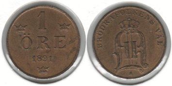 Швеція 1 ері 1891 VF (KM#750) М02471 фото