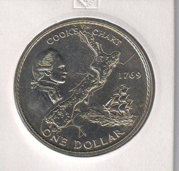 Нова Зеландія 1 долар 1 969 &laquo;200 років подорожі Капітана Кука&raquo; UNC (KM#40.1) М05943 фото