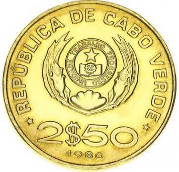 Кабо-Верде 2,5 ескудо 1977-1980 VF-AU М13463 фото