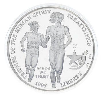 Монета США 1 долар 1995 Срібло P Proof XXVI літні Олімпійські ігри в Атланті - Біг Різновид М23322 фото